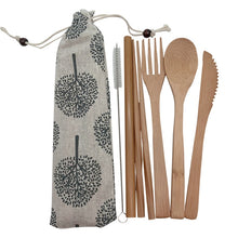 Load image into Gallery viewer, Reusable Bamboo Cutlery Set