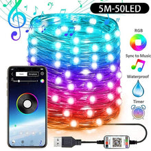 Load image into Gallery viewer, USB String Lights with Bluetooth Smartphone Control! (Full Color Control and Sync to Music Capability)