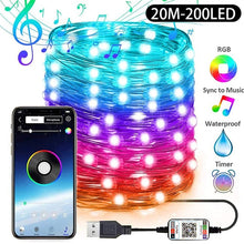 Load image into Gallery viewer, USB String Lights with Bluetooth Smartphone Control! (Full Color Control and Sync to Music Capability)