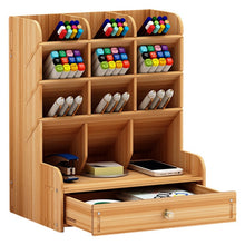 Load image into Gallery viewer, Multi-Functional Wooden Desktop Organizer
